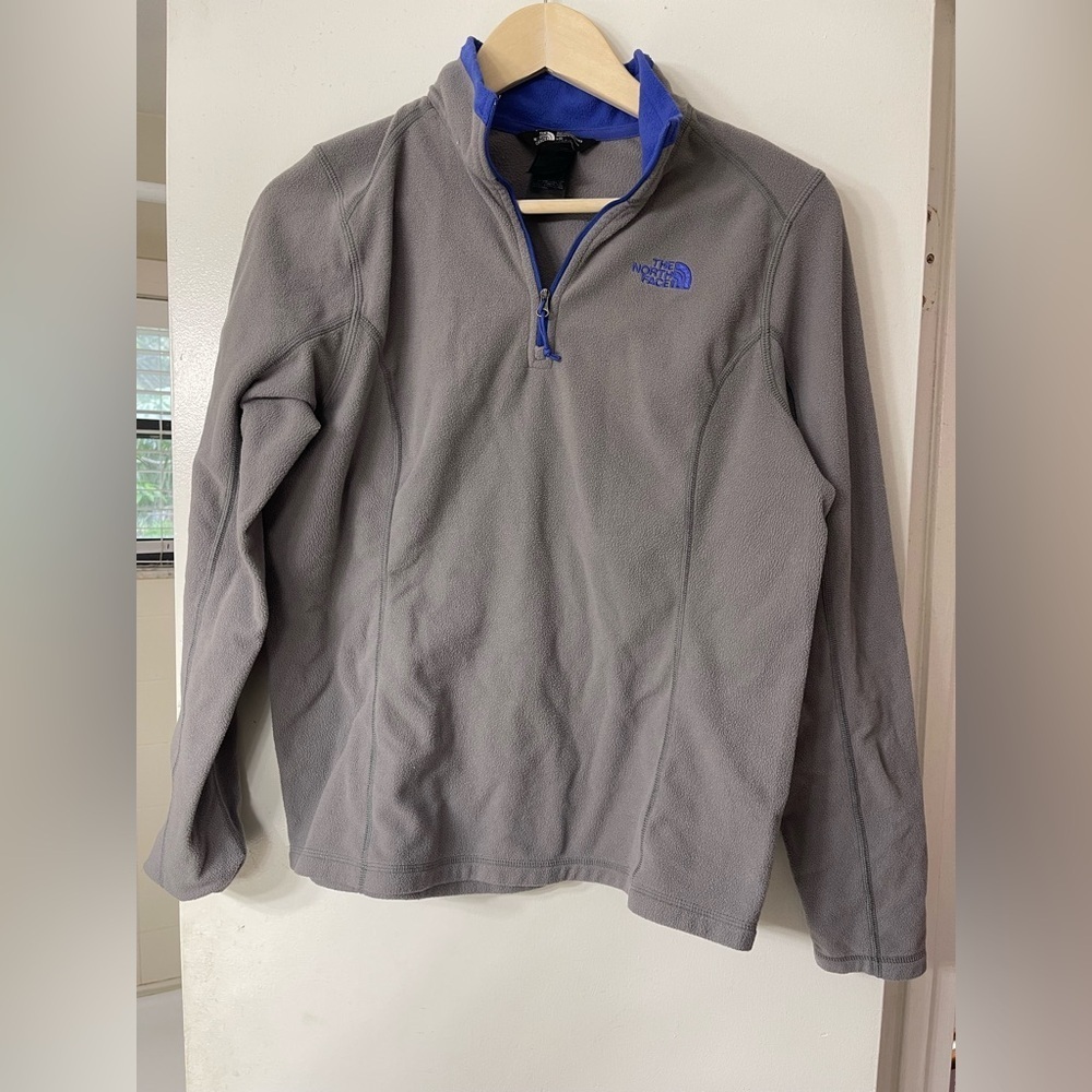 The North Face Blue and Gray Fleece Quarter Zip Pullover